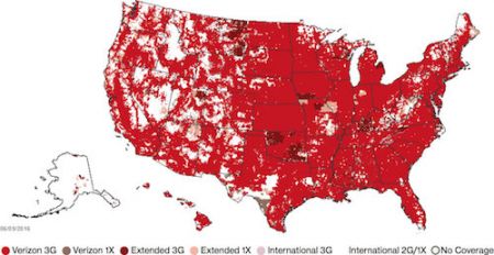 Verizon coverage in US map